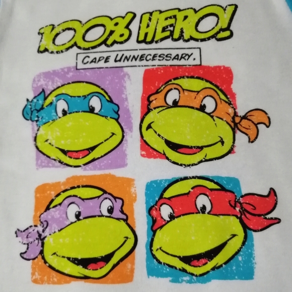 🔥SALE🔥 TMNT "100% Hero! Cape Unnecessary" Boy's Pajamas Set Sizes 3-6M, 6-12M - Picture 3 of 9